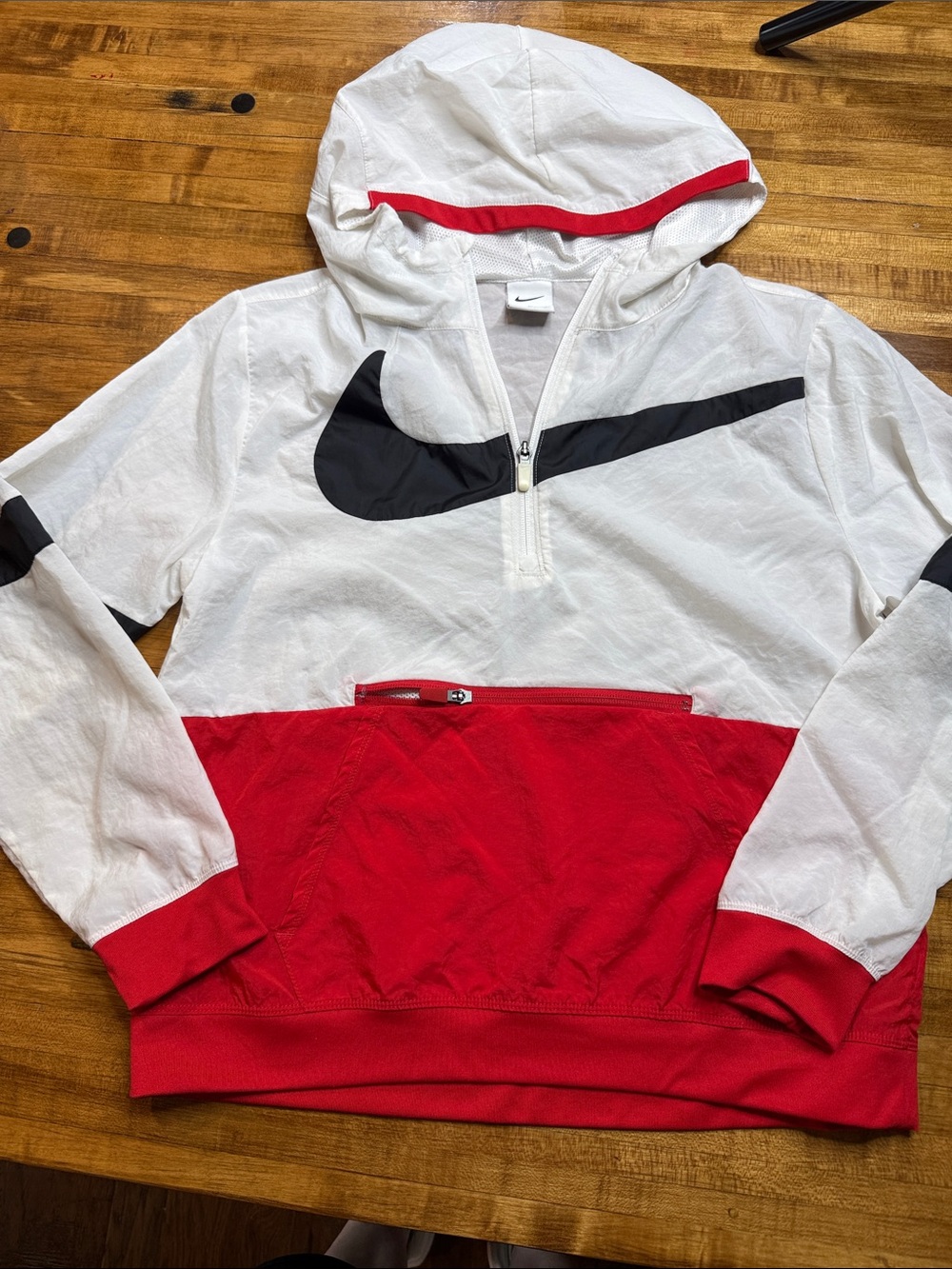 Nike Boys Crossover Basketball Windbreaker 1/2 Zip Jacket XL Red White (m)